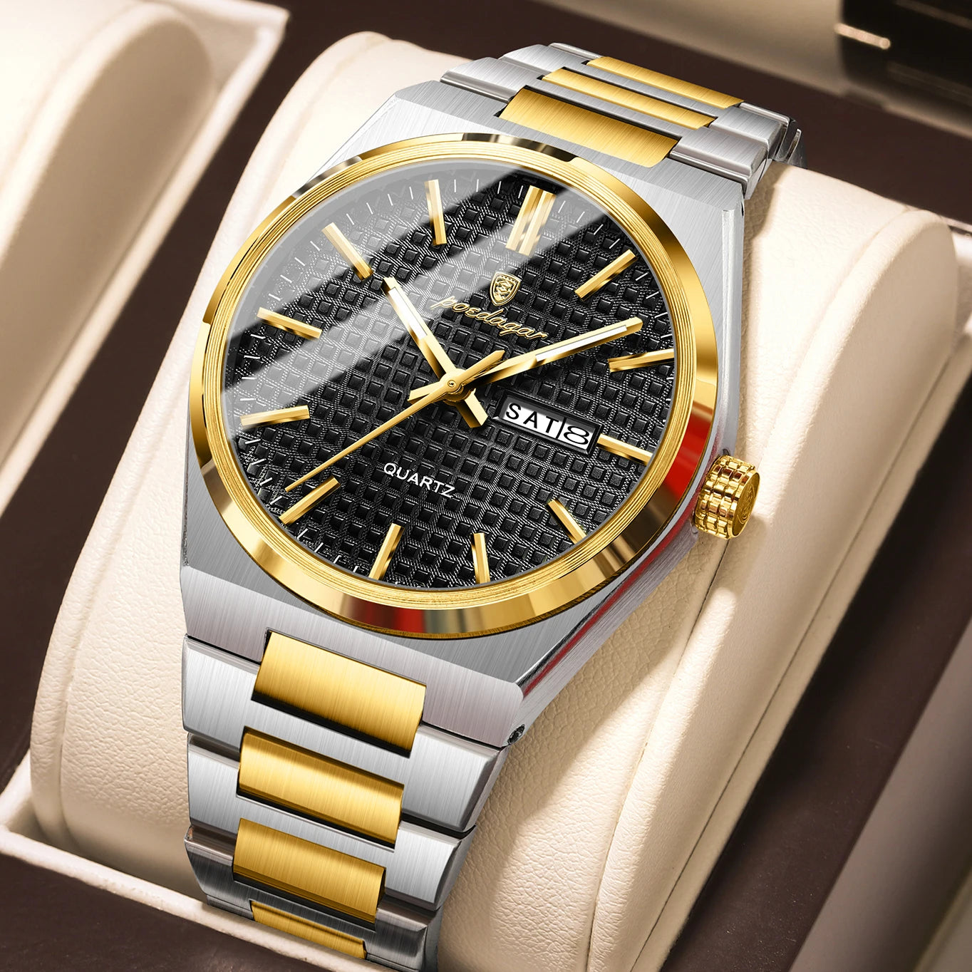 POEDAGAR Silver Steel Quartz Watch