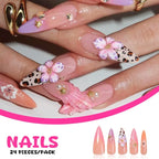 Leopard Print French False Nails