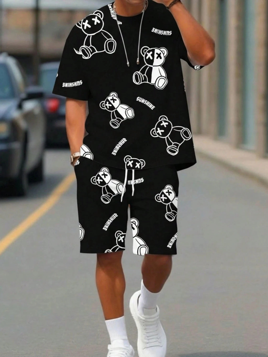 Athletic T-Shirt Drawstring Shorts Set