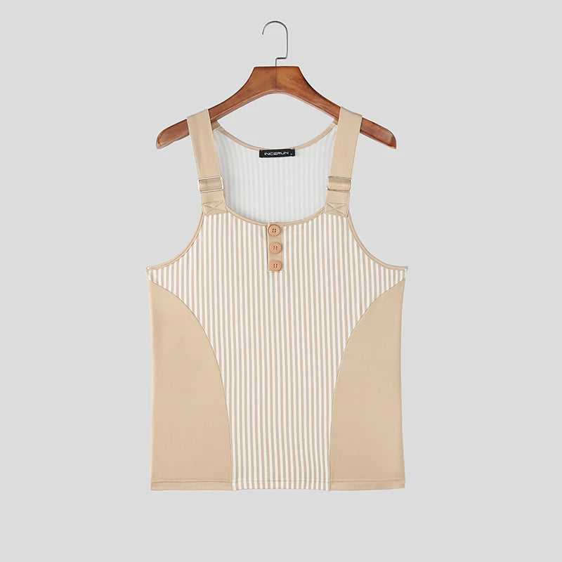 INCERUN Striped Patchwork Tank Top