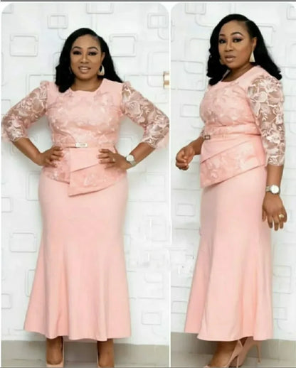 Plus Size Lace Patchwork Maxi Dress