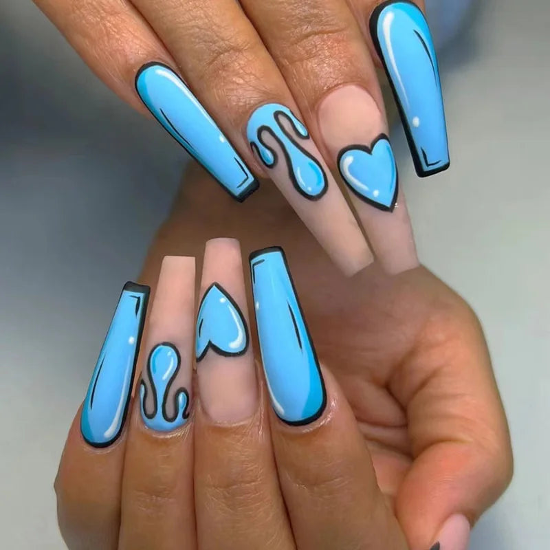 Gradient Wearing Fake Nails Long