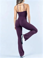 Nylon Solid Sleeveless True-To-Size Fit Two-Piece Yoga Set