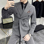 Lattice Plaid Three-Piece Formal Suit