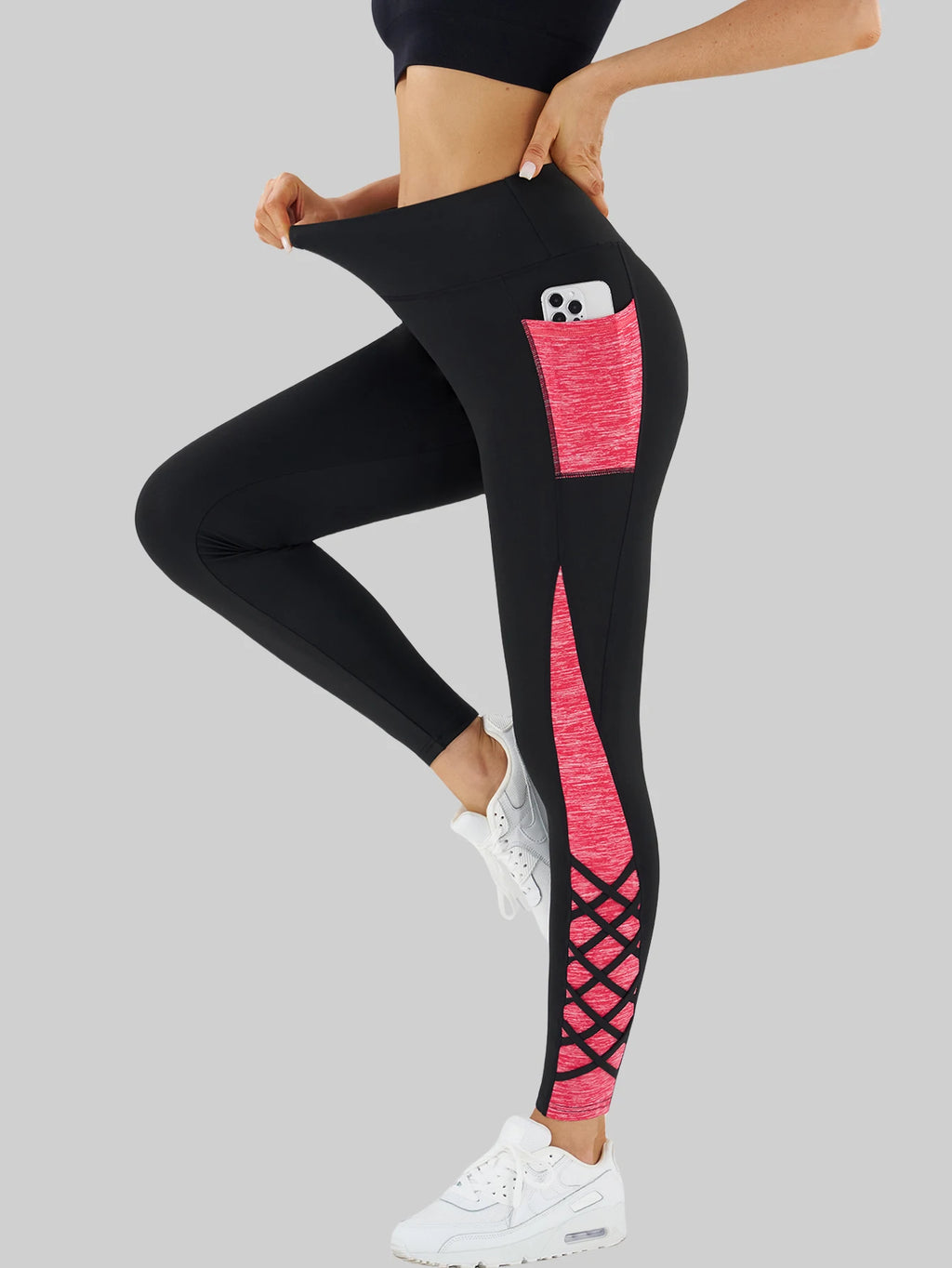 Contrast Geometric Print Yoga Leggings