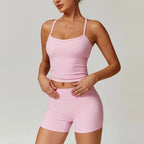Everyday Solid Sleeveless True-To-Size Fit Two-Piece Yoga Set