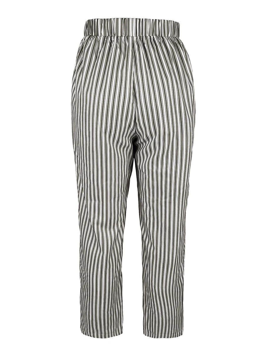 Striped Drawstring Baggy Trousers