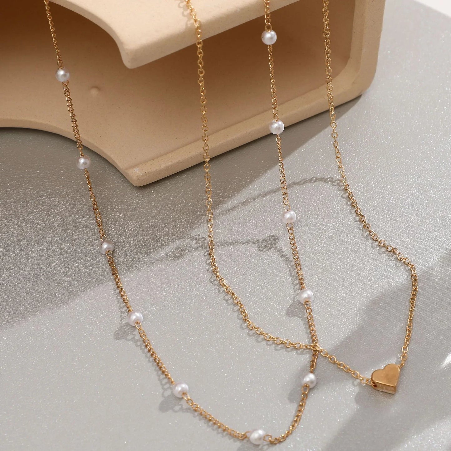 Pearl Heart Choker Necklace