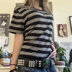 Everyday Broadcloth Striped Crew Neck True-To-Size Fit T-Shirt
