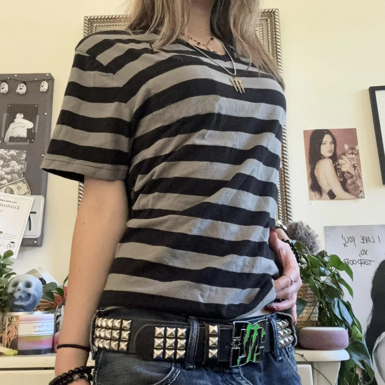 Everyday Broadcloth Striped Crew Neck True-To-Size Fit T-Shirt