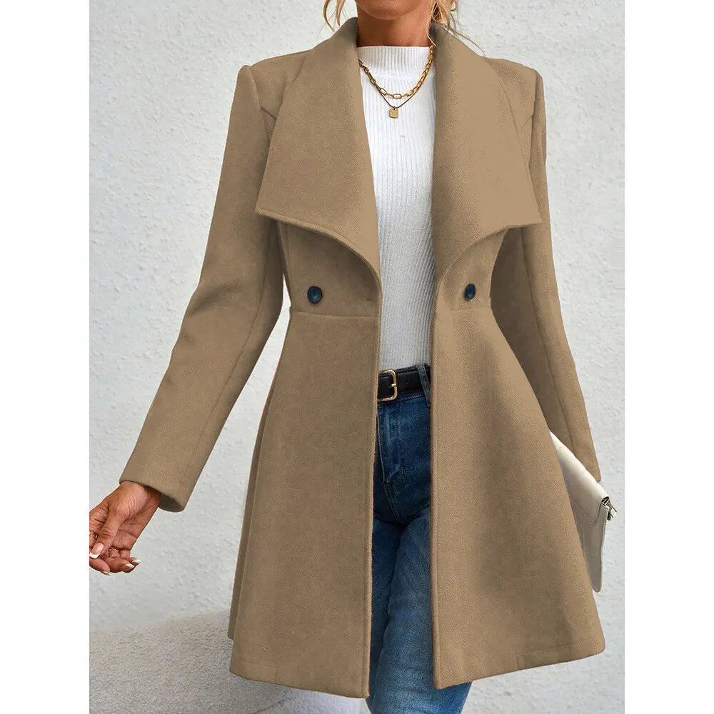 Women's Winter Lapel Button-Up Coat