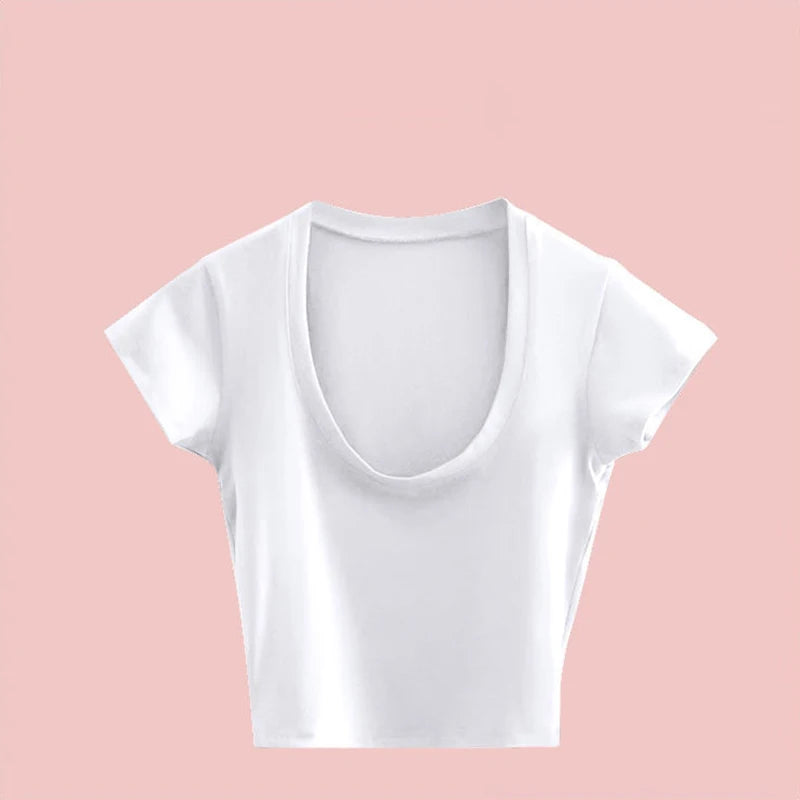 Broadcloth Solid Square Neck Slim Fit Crop Top