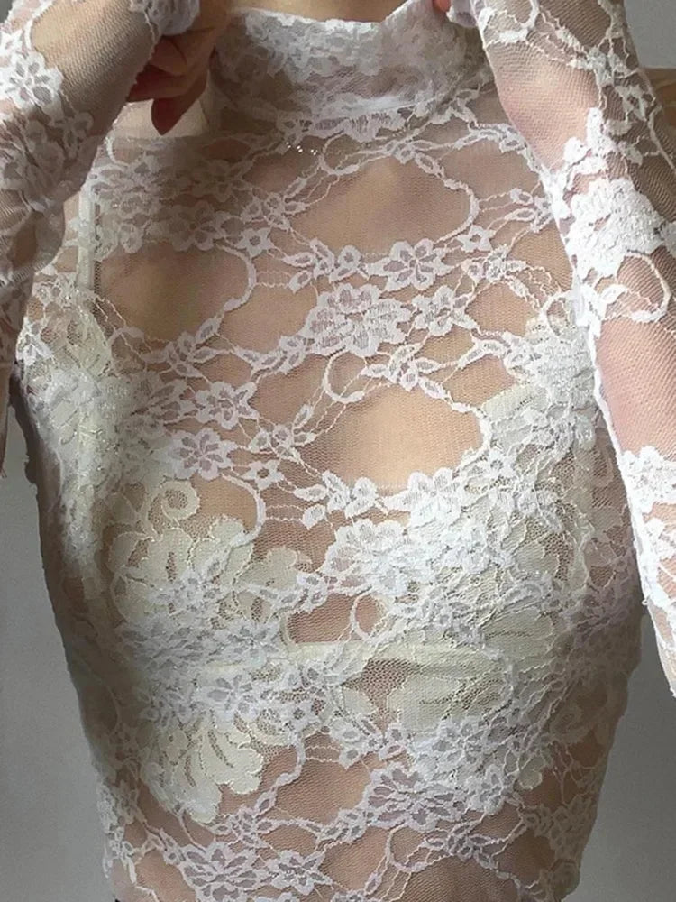 Lace Turtleneck Blouse