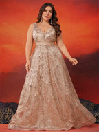 Deep V-Back Sequin Gown