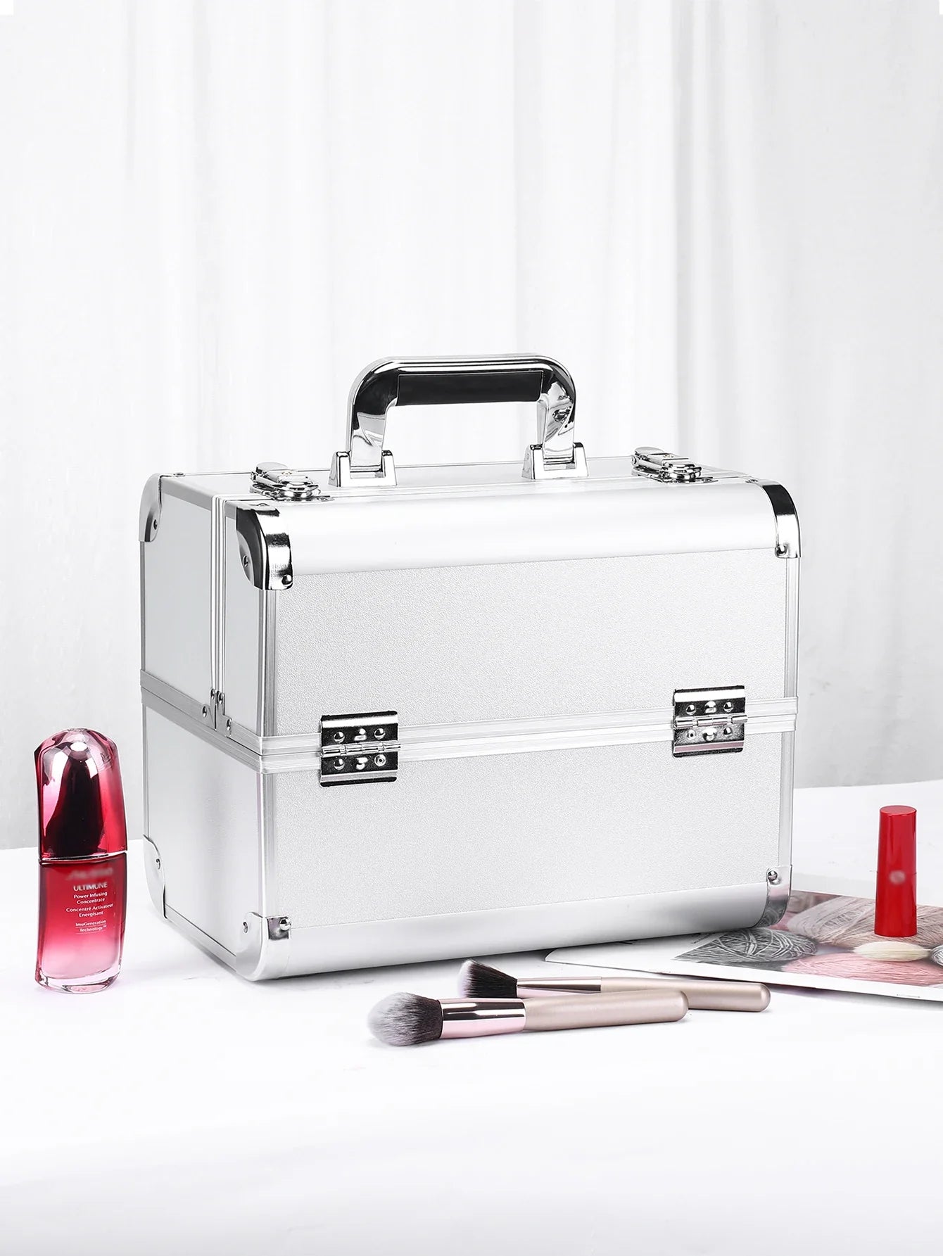 Portable Aluminum Alloy Makeup Train Case with Handle