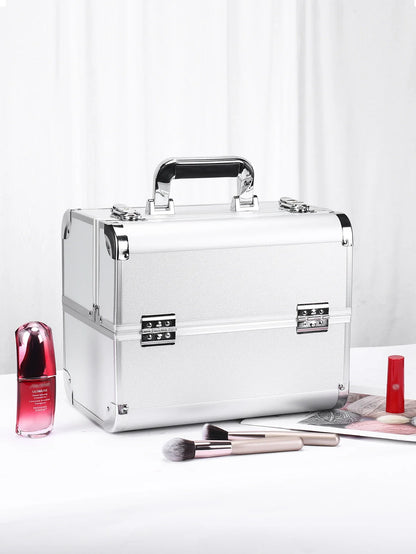 Portable Aluminum Alloy Makeup Train Case with Handle