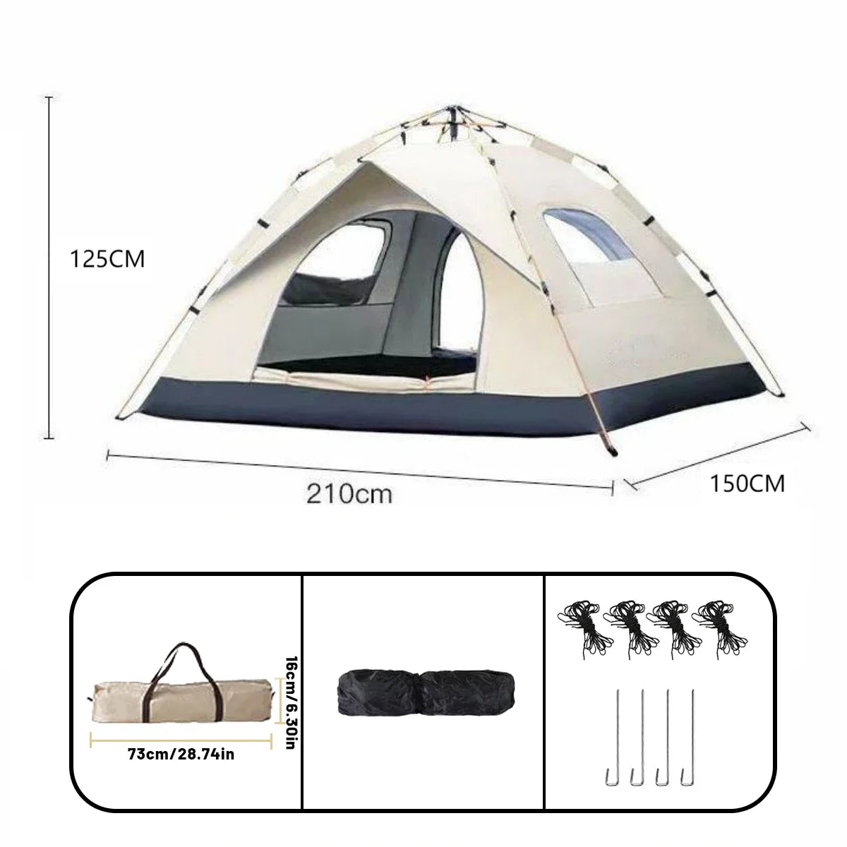 Outdoor Automatic Quick-opening Tent Automatic Rainproof Sunshine-proof Tent Fishing Beach Sunshine Shelter 4 person tents