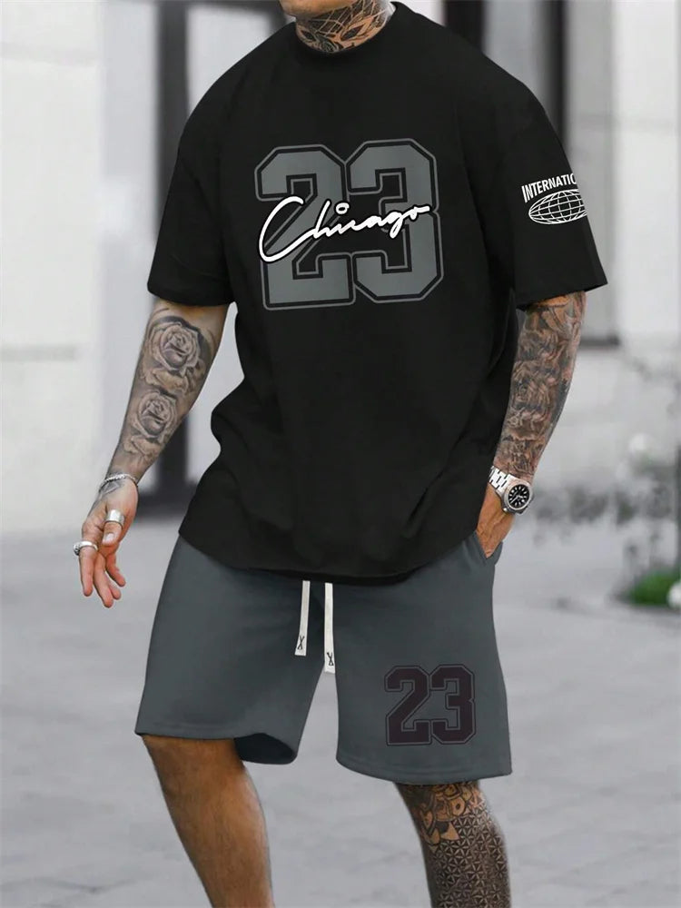 Digital Print Crewneck Tracksuit Set