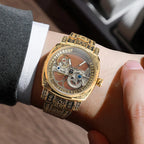 FORSINING Gold Skeleton Automatic Watch