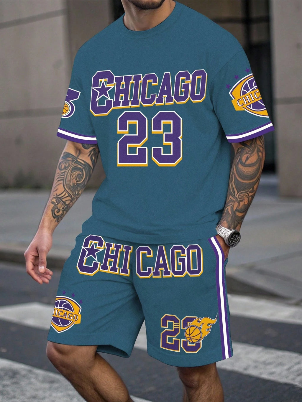 Letter Print Basketball Shorts Set