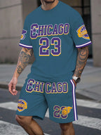 Letter Print Basketball Shorts Set