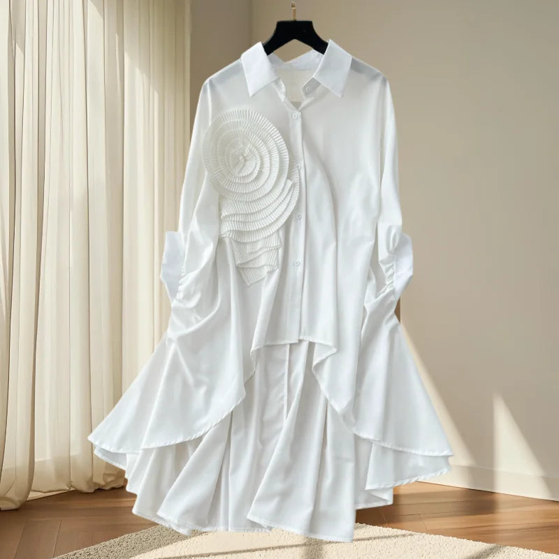 Turndown Collar Flower Top