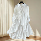 Turndown Collar Flower Top