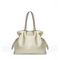 Soft Leather Pleated Bucket Tote Bag