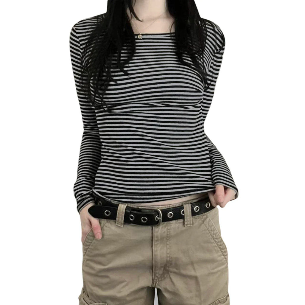 Broadcloth Striped Crew Neck True-To-Size Fit T-Shirt