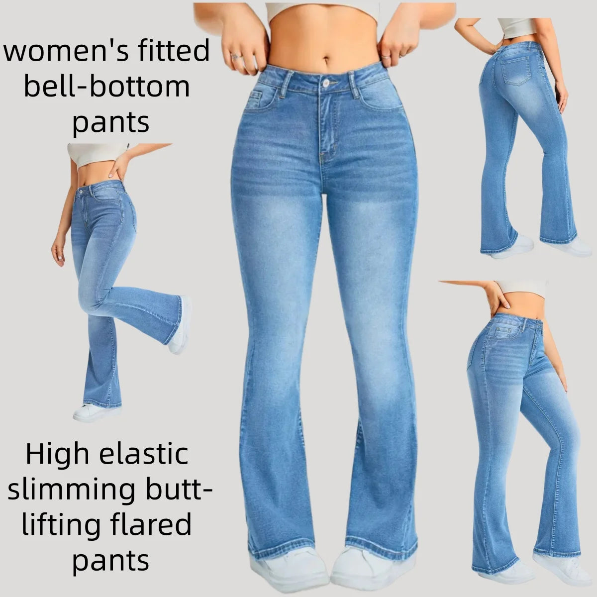 Wide-Leg Flared High-Waist Trousers