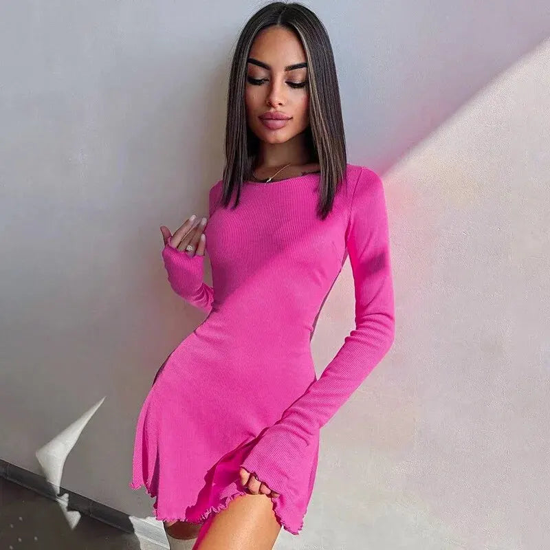 Knitted Long Sleeve Bodycon Mini Dress