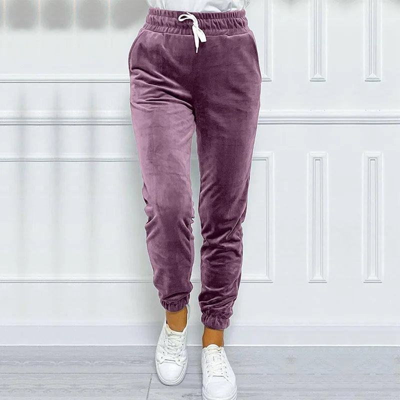 Velvet Drawstring Warm Jogger Pants