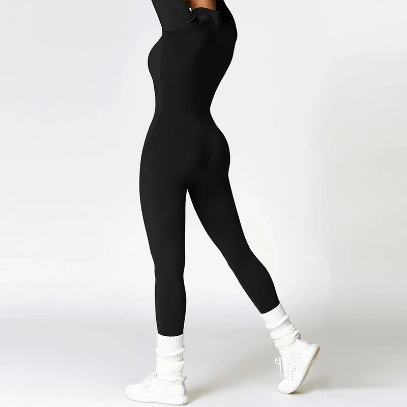 Long Sleeve Fleece Workout Jumpsuit