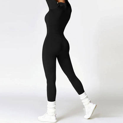 Long Sleeve Fleece Workout Jumpsuit