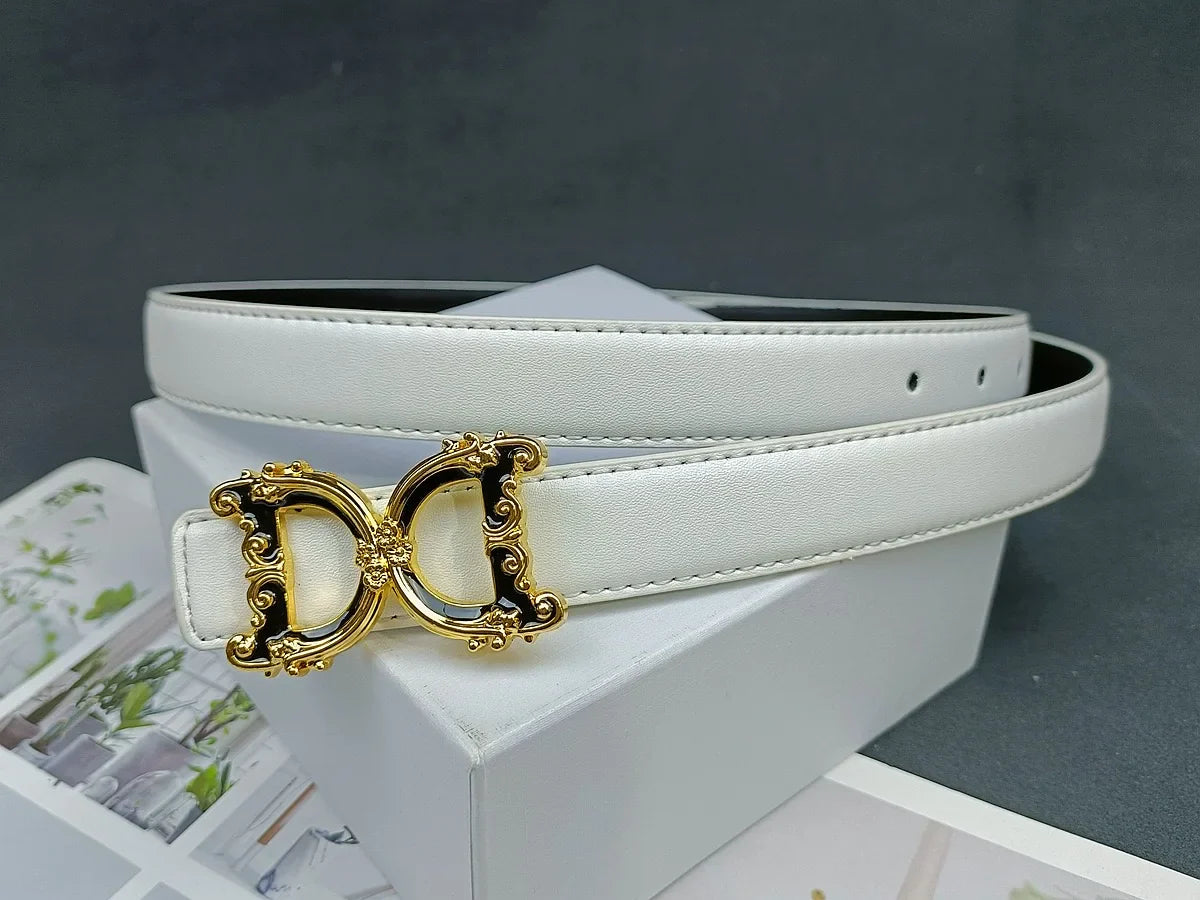 Thin leather fashion belt