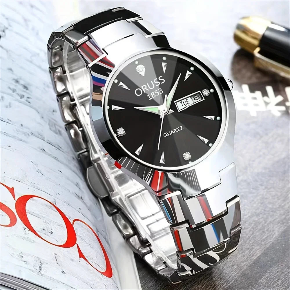 Couples Dial Cutting Quartz Watch