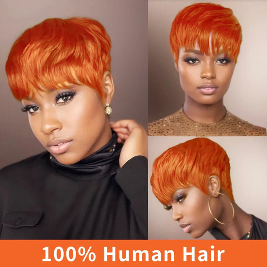 Ombre Orange Pixie Bob Wig