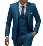 Three-Piece Solid Two-Button Suit Set