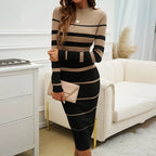 Striped Bodycon Midi Dress