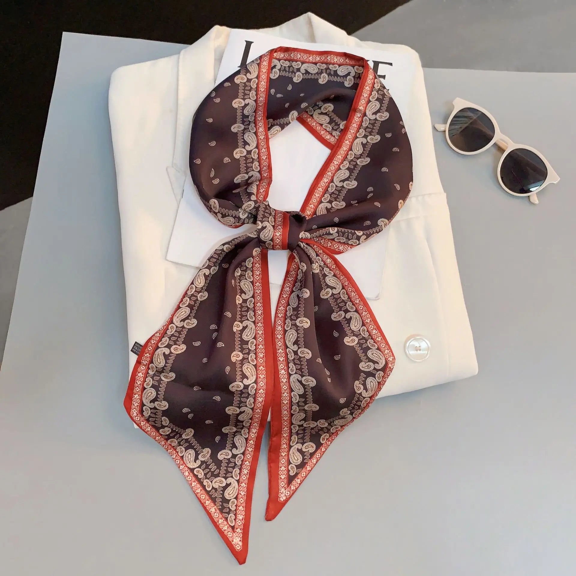 Horse Pattern Long Silk Scarf