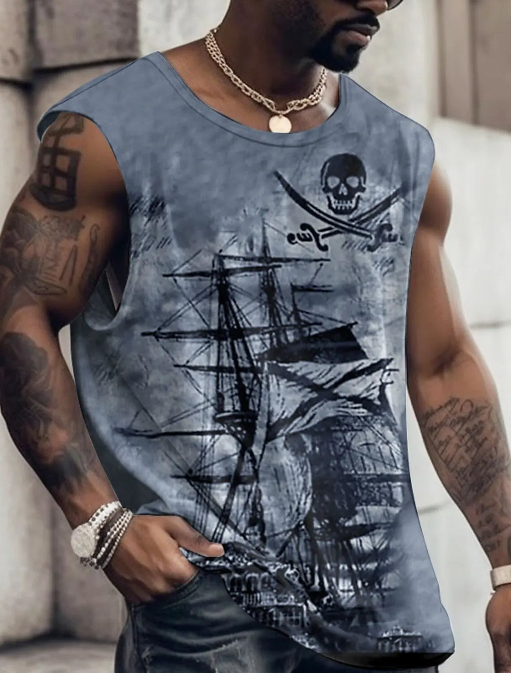 Rudder Graphic Print Tank Top