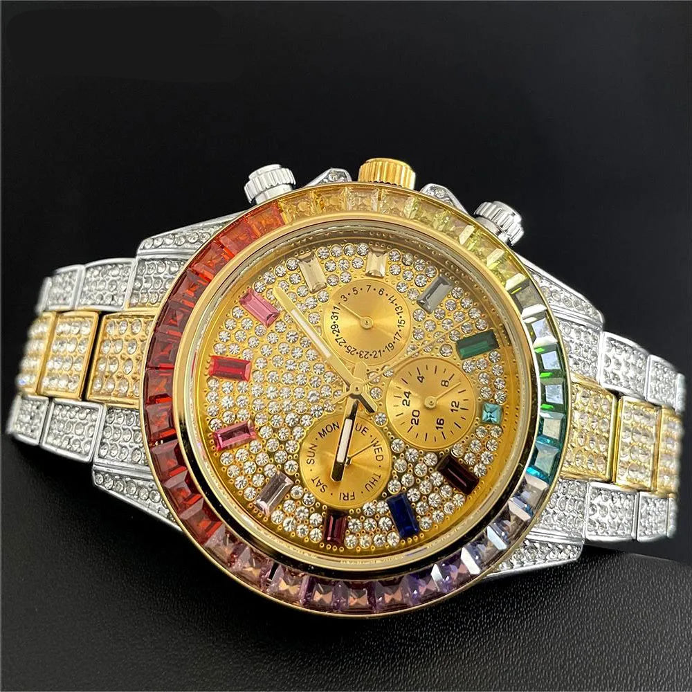 DITALING Rainbow Diamond Quartz Watch