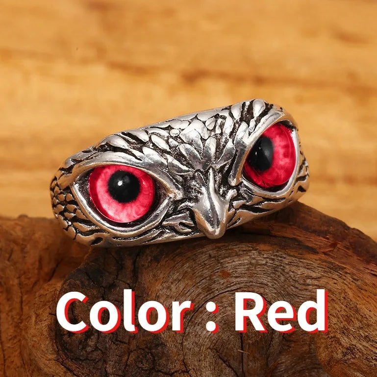 Gothic Owl Charm Ring