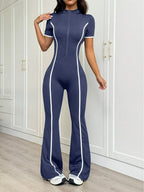 Sporty High-Waist Flare Jumpsuit