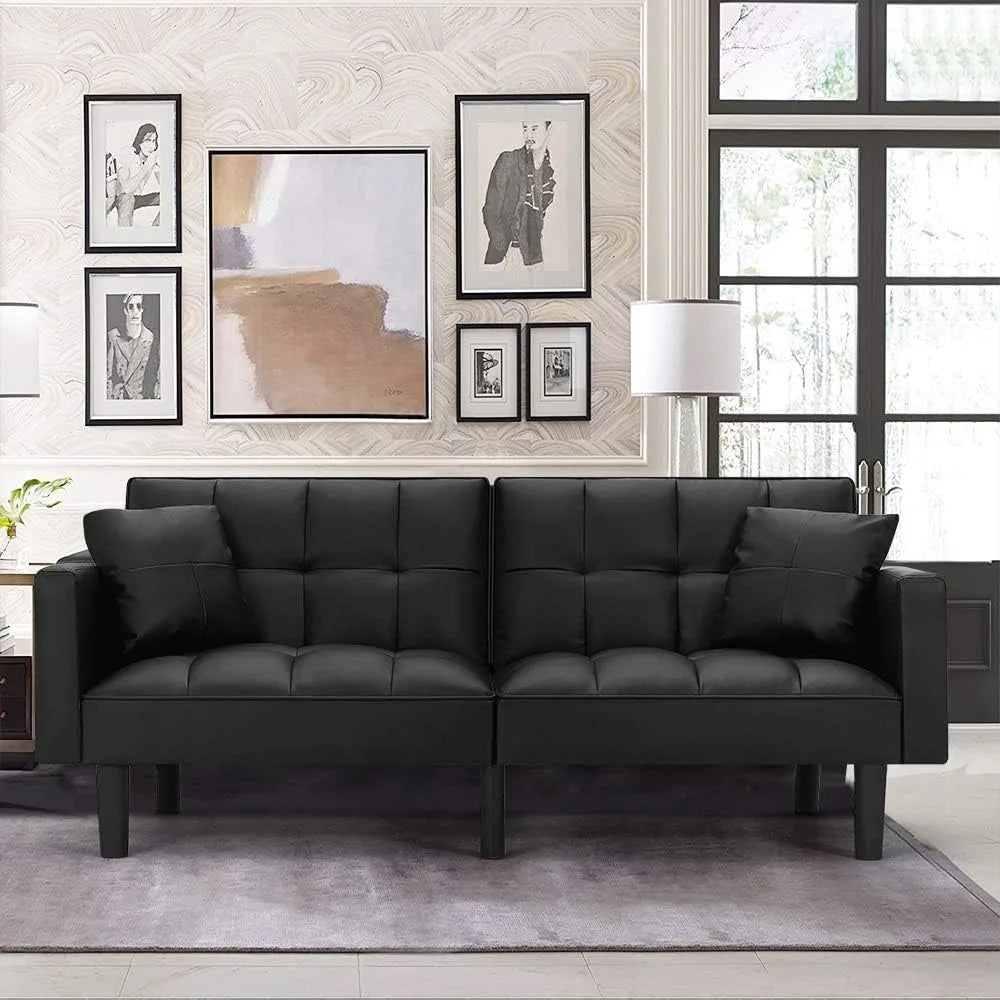 Modern Leather Futon Sofa