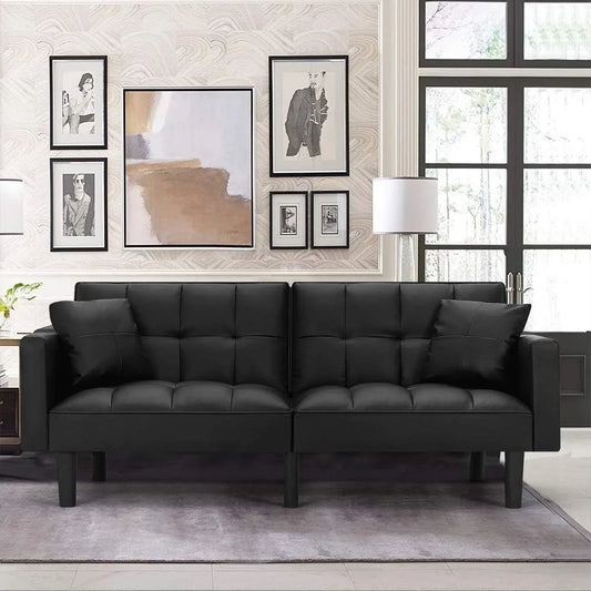 Modern Leather Futon Sofa