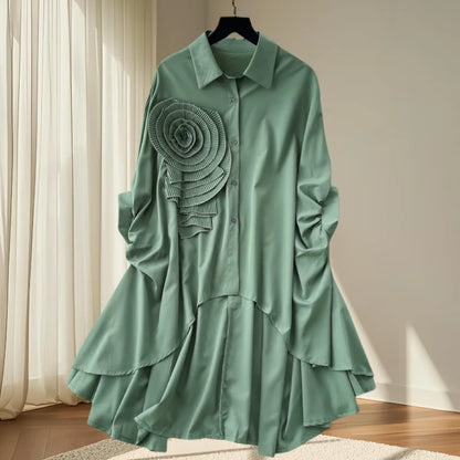 Turndown Collar Flower Top