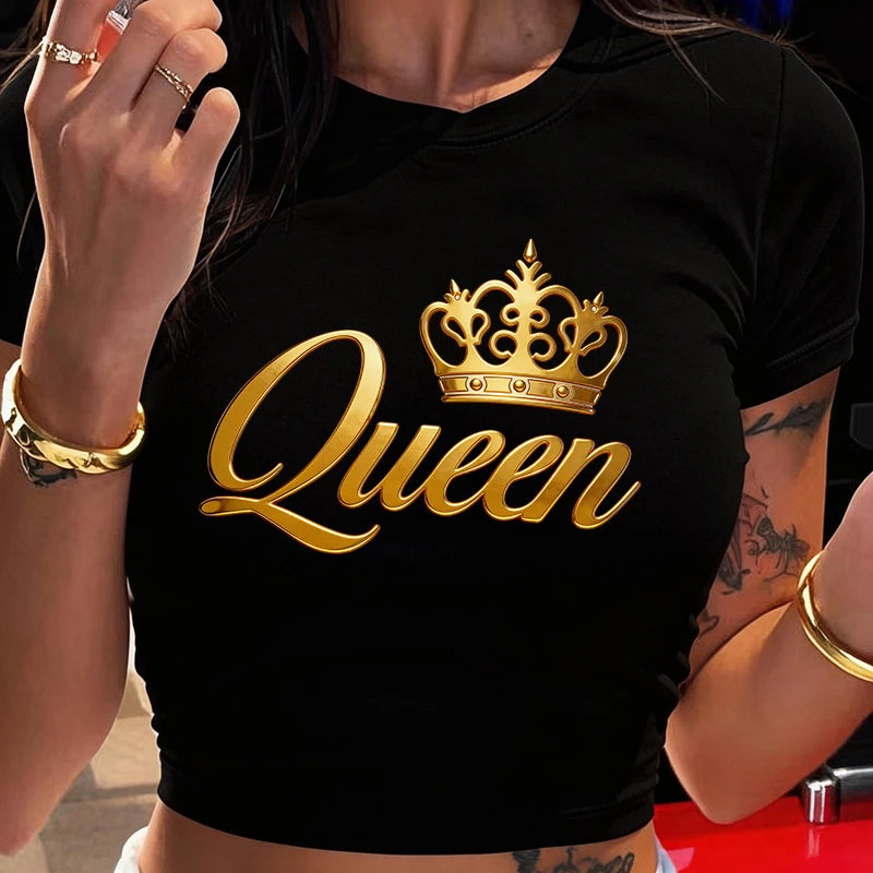 Polyester Graphic Print Crew Neck Short Sleeve T-Shirt