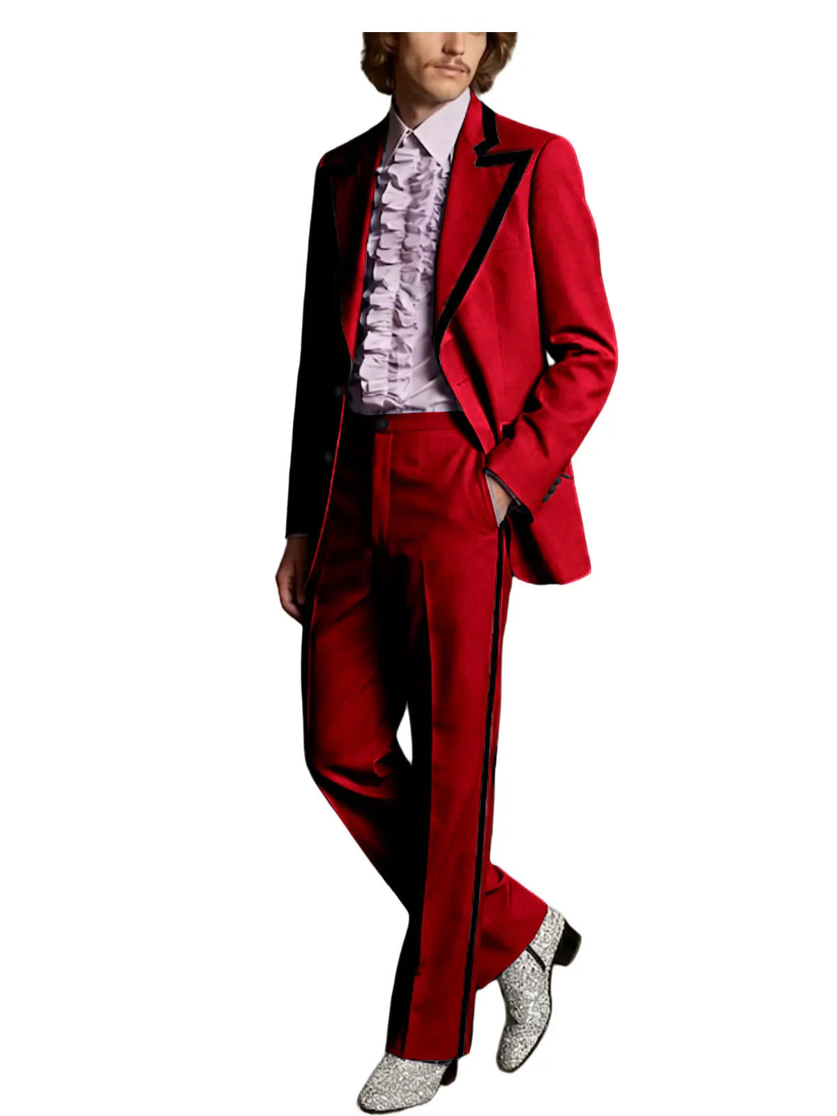 Black Trim Slim Tuxedo Suit Set