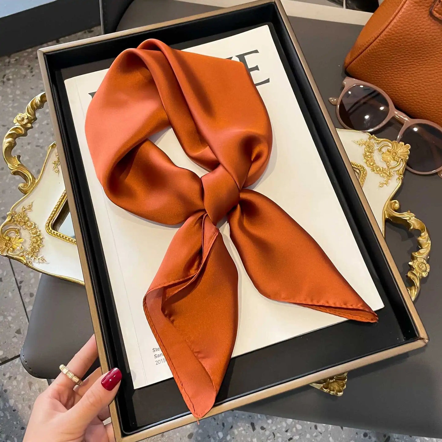 Luxury Silk Plaid Hijab Scarf